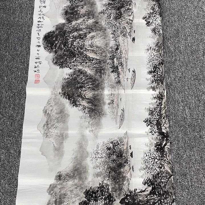 老***叟国画卖字画的小男孩
