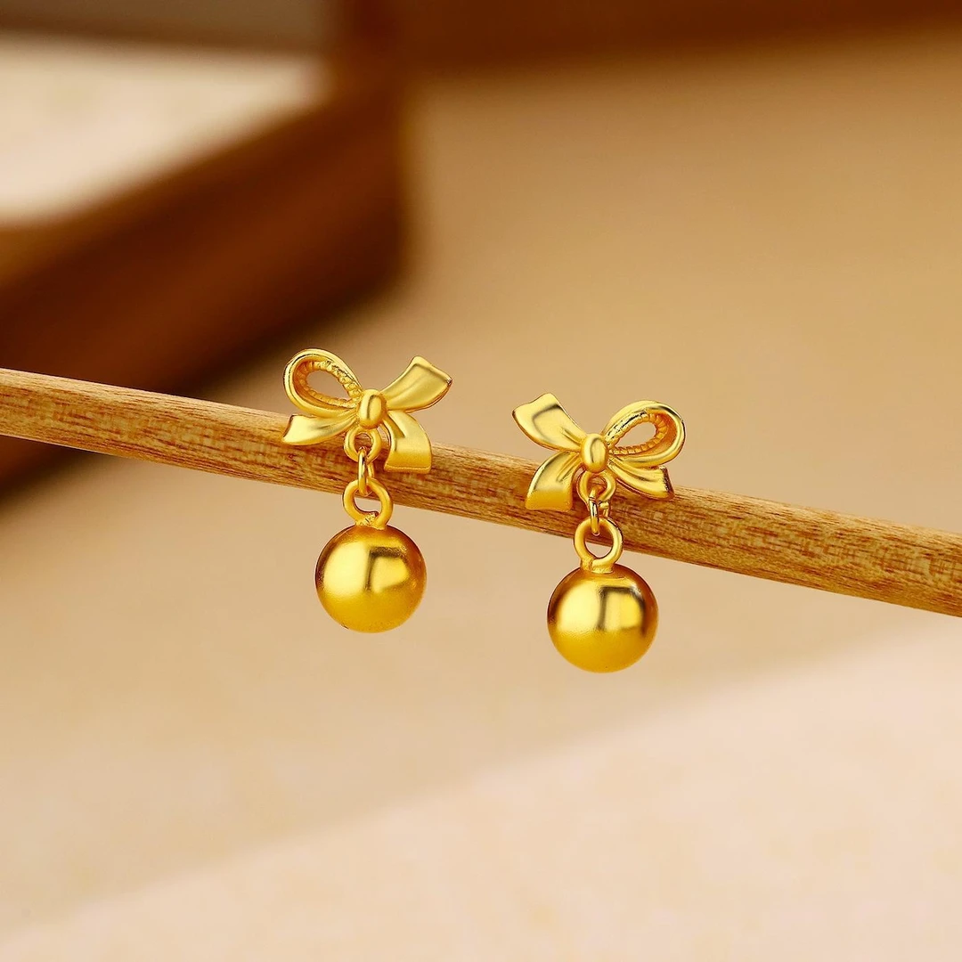 铜合金耳饰 蝴蝶结球球耳坠甜美可爱时尚气质耳环送女友礼物 1016
