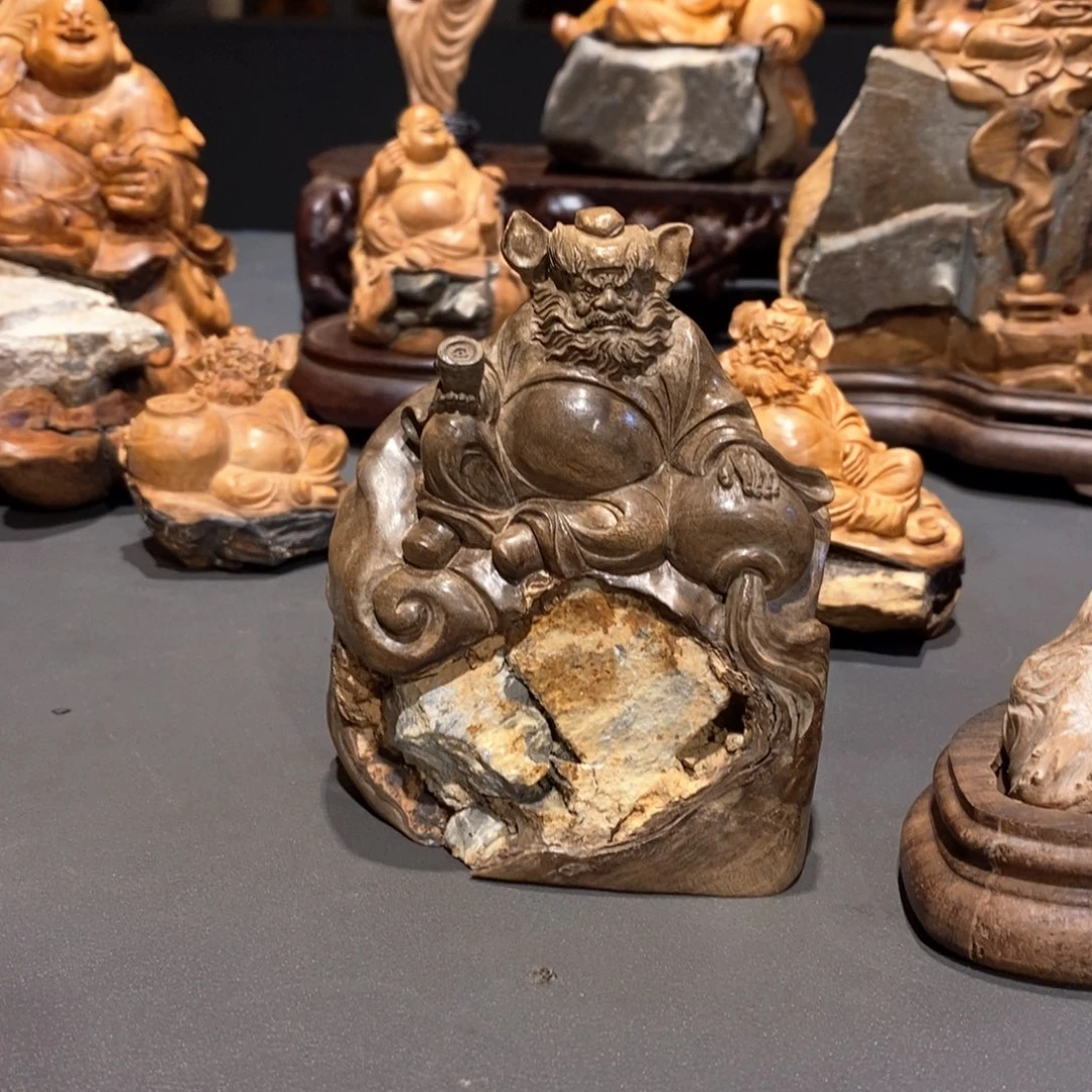 石楠木杰*抱石金丝楠木钟馗醉酒