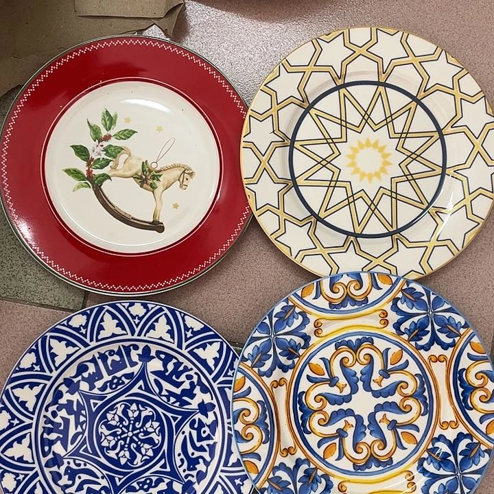 新骨瓷4个平盘7.5寸不退不换微瑕易碎品