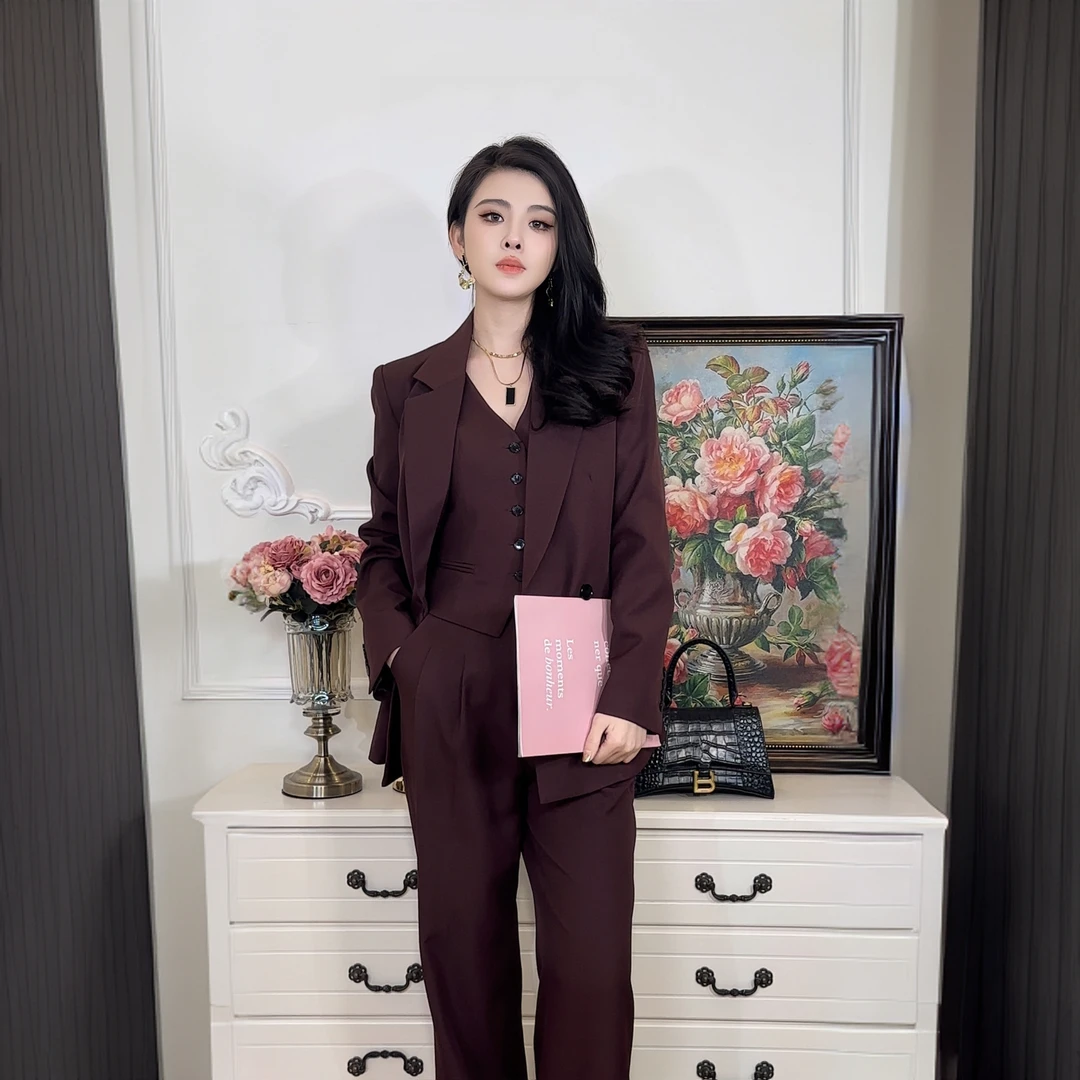 【蔚总私服】收腰轻熟风西装休闲高腰套装极简风时尚气质礼服2744