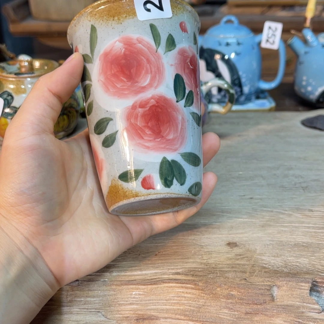 壶素浅陶瓷手工手绘