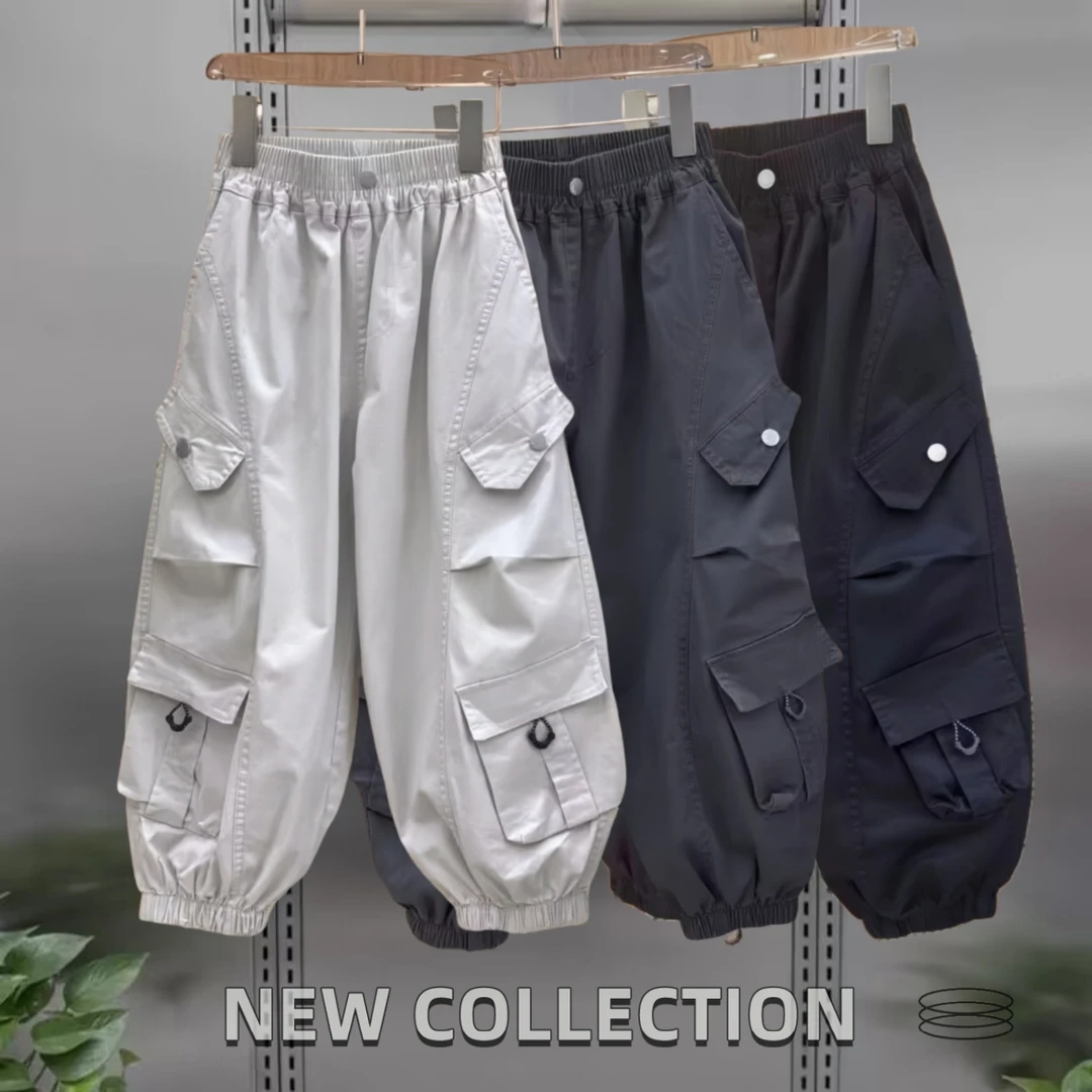 【纯棉水洗】男童工装裤春秋款儿童休闲裤2025新款中大童长裤子帅气