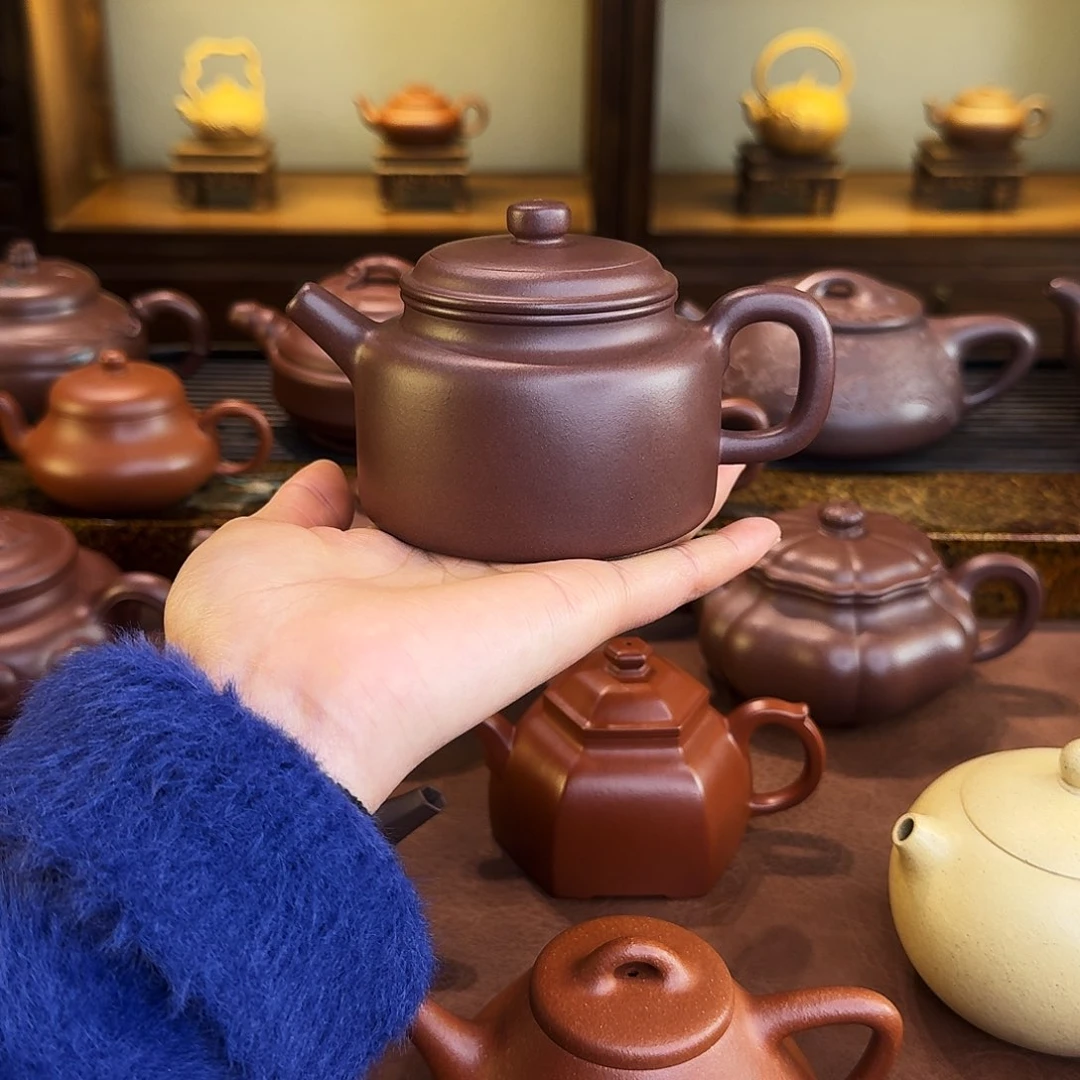 紫砂茶壶樱*释德钟壶，老紫泥