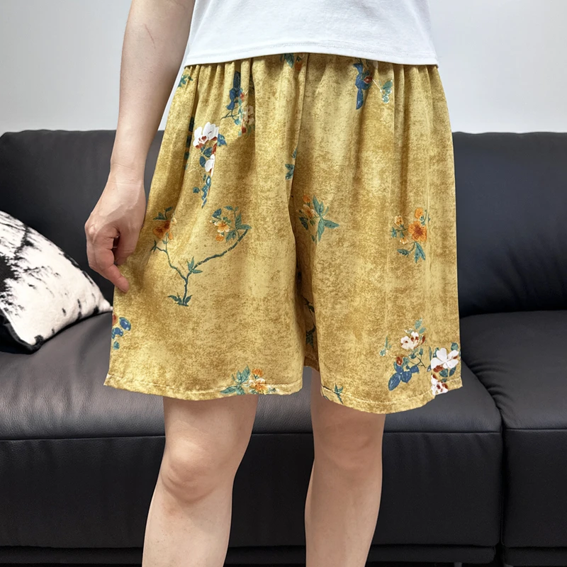 夏季凉爽遛弯裤女士薄款棉绸短裤人造棉沙滩裤睡裤宽松家居休闲裤
