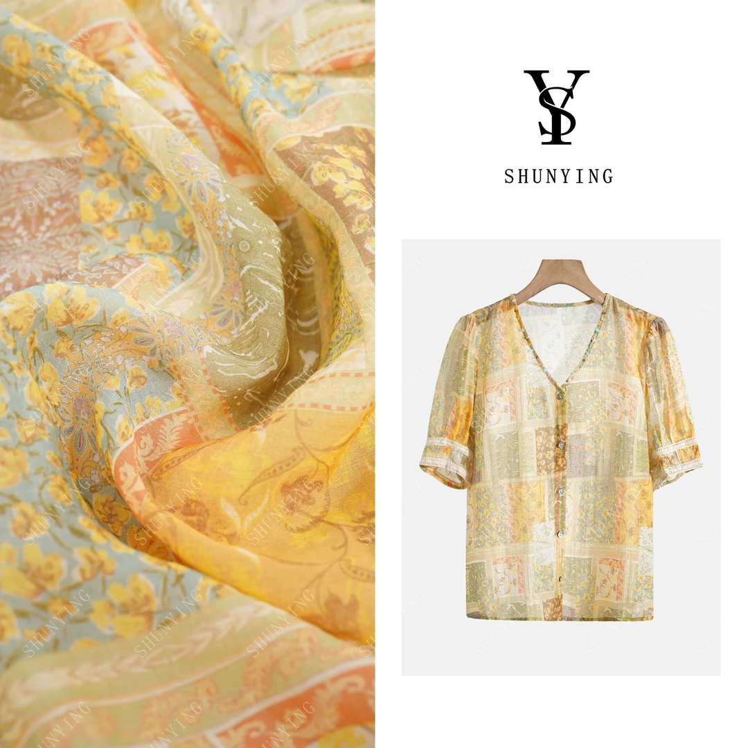 【仟娜】舒适洋气~时尚百搭休闲宽松印花显瘦减龄衬衫SY72C50123