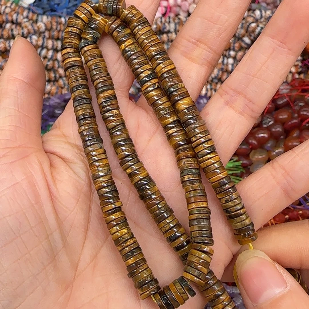 玛瑙/玉髓合金珠宝半成品虎眼6mm剁珠隔片一条