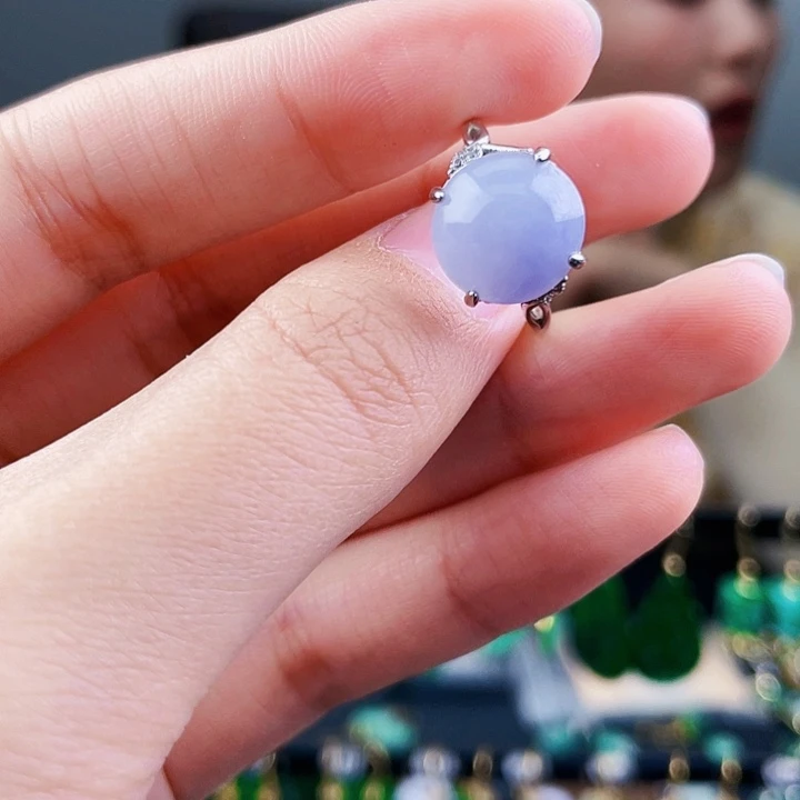 翡翠戒指银S925镶嵌饰品