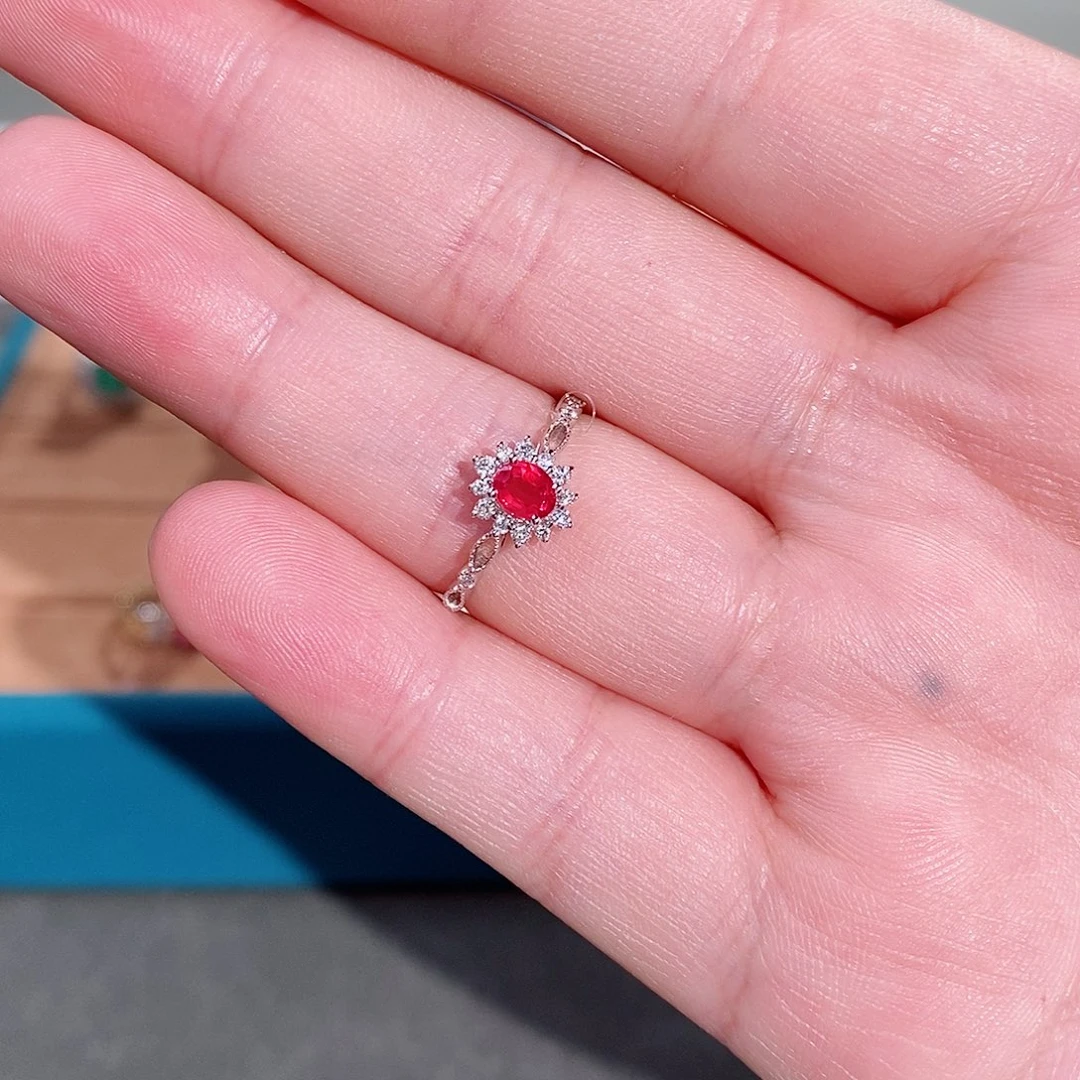 红宝石戒指18K金镶嵌无烧0.32克拉