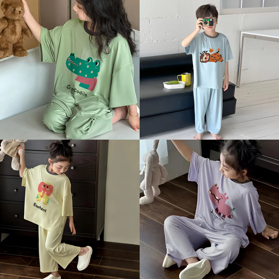 【交个朋友专属】儿童新款莫代尔家居服男女宝同款七分袖九分裤套装