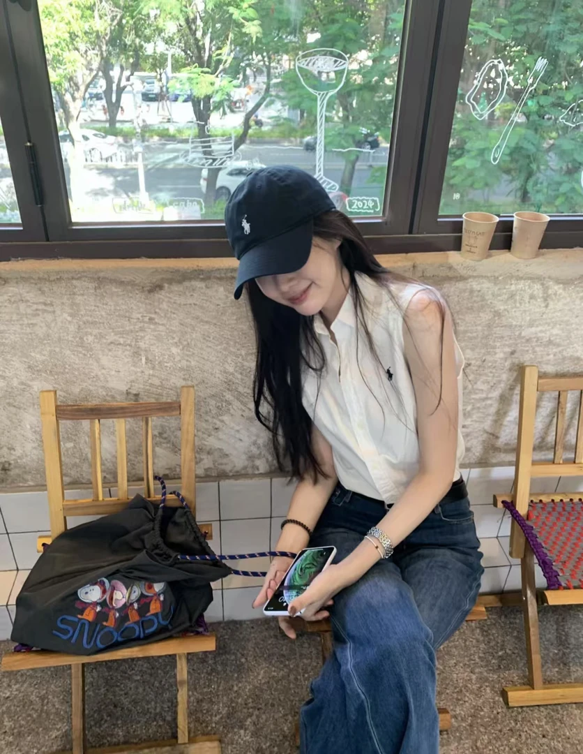 小马100棉牛津纺polo领无袖背心衬衫#2805