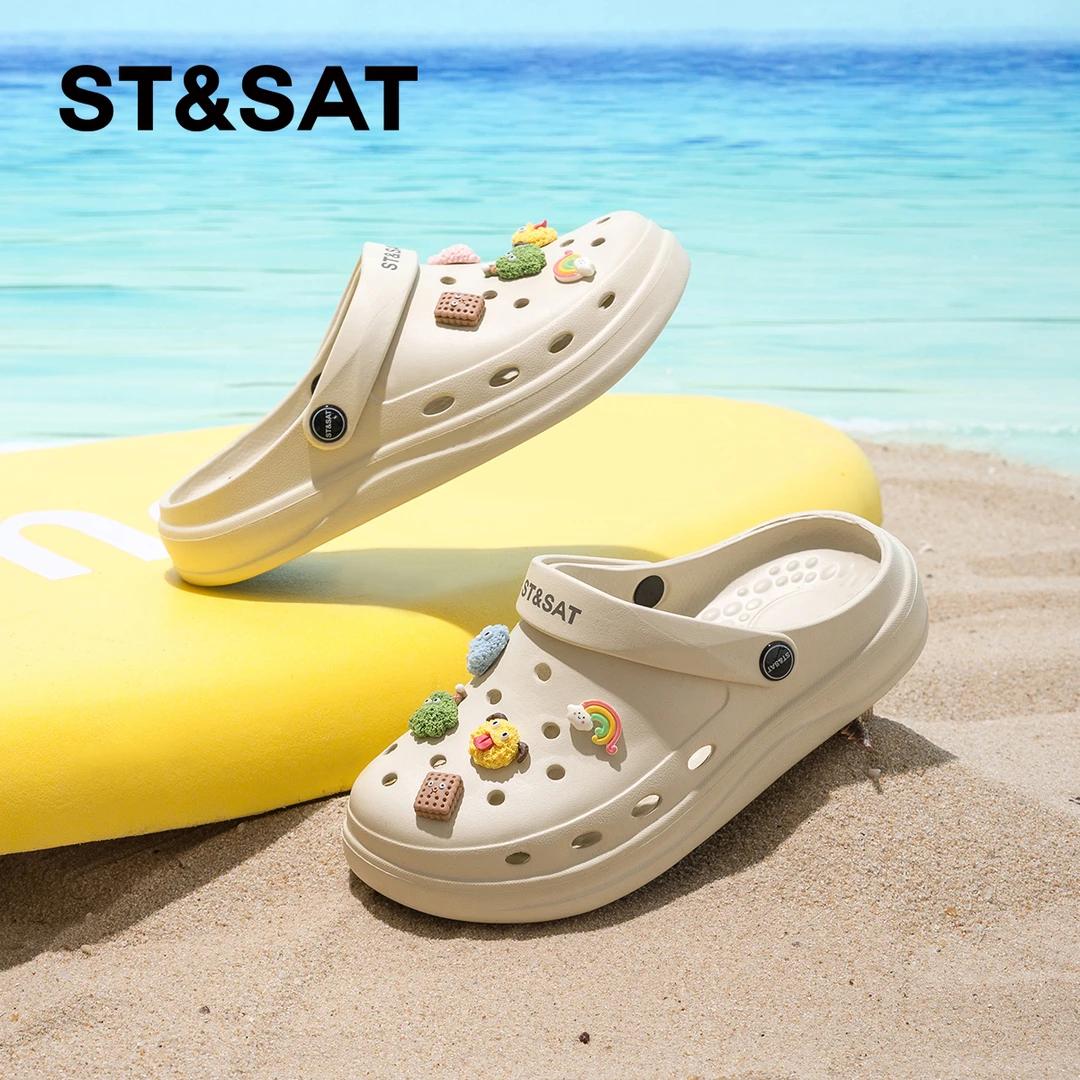 星期六软底洞洞鞋女夏季2025新款爆款外穿防滑沙滩鞋镂空包头凉鞋