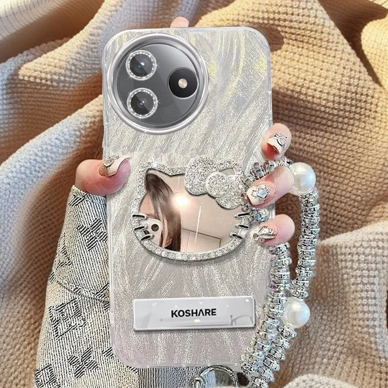 自带镜头膜红米K80至尊版手机壳KT猫镜子RedmiK80Ultra软壳羽纱