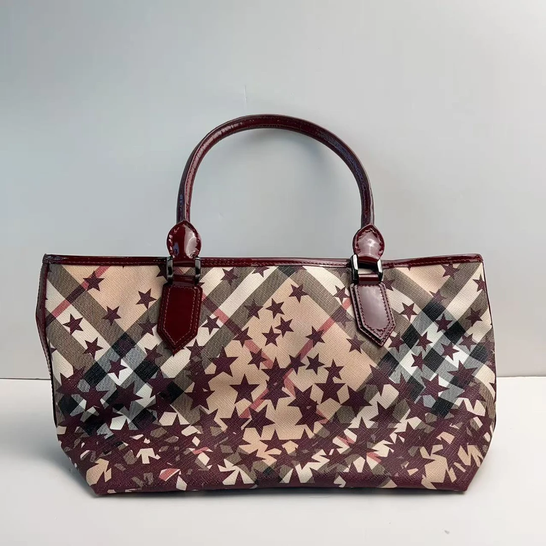 95新 BURBERRY/博柏利 博柏利星星格纹手提包