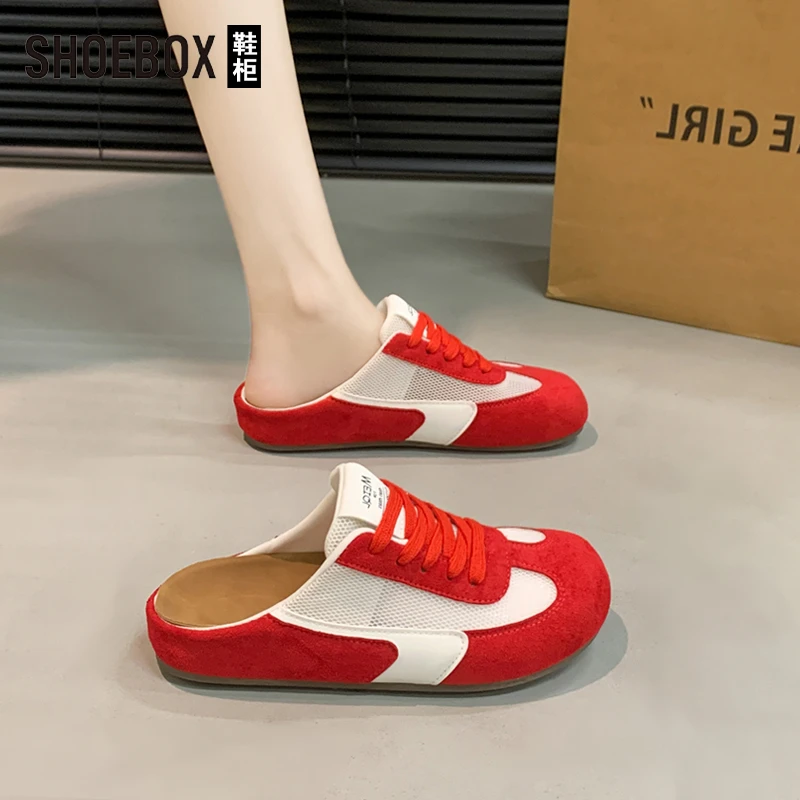 SHOEBOX鞋柜百搭厚底德训鞋包头半拖鞋女2025夏新款一脚蹬凉拖