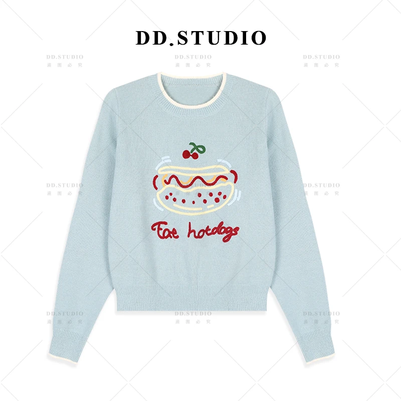 【DIUDIU】圆领针织毛衣女2024冬可爱慵懒软糯套头上衣DD-0848