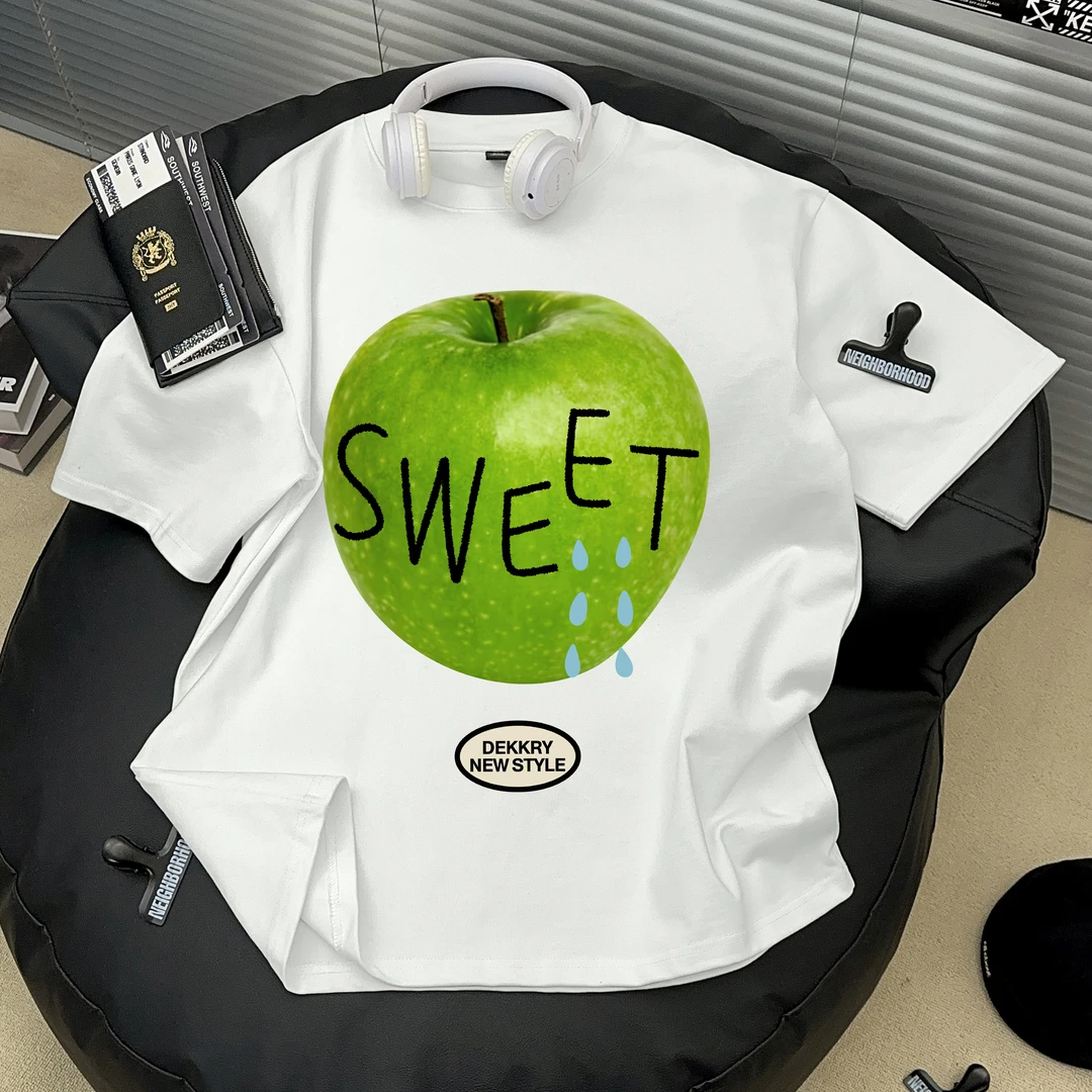 Dekkry夏季男女款半袖潮牌创意水果纯棉情侣别致凉感上衣T恤ins