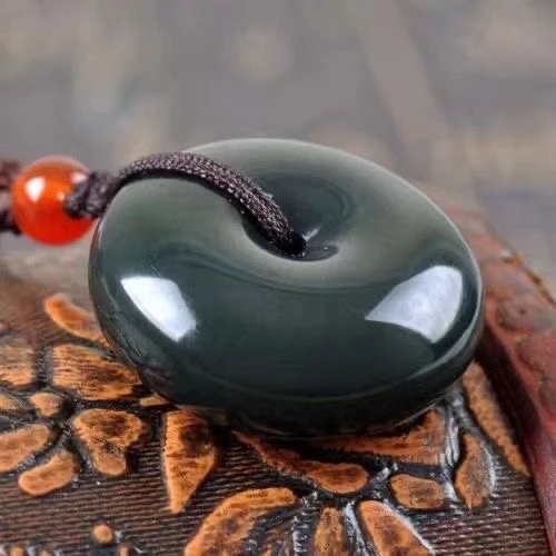 和田玉青玉平安扣吊坠