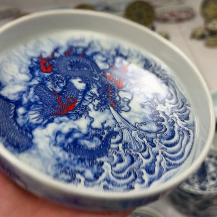 瓷片釉里红墨龙吸水大胡乘景德镇