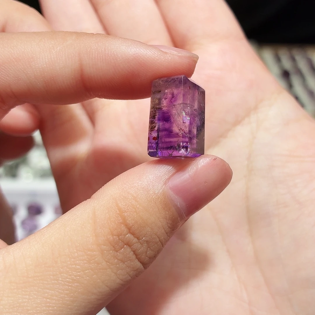 水晶吊坠(不含链)未镶嵌紫超七 随形 打孔定制不退换