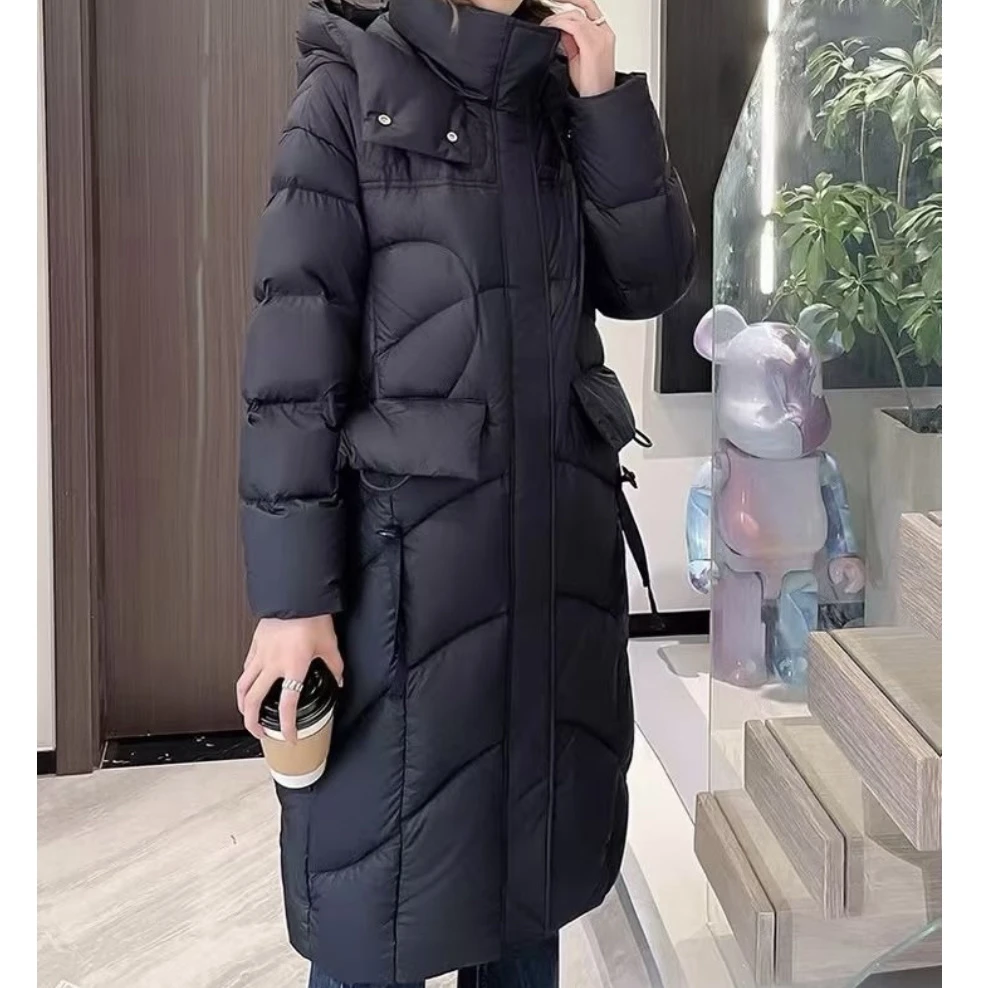 星汇都- PYR21202女中长款冬装立领加厚保暖白鸭绒羽绒服