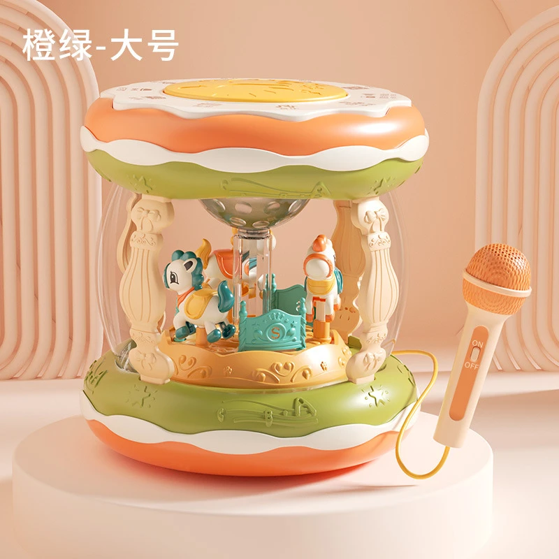 儿童电动手拍鼓拍拍鼓玩具音乐旋转木马趣味益智宝宝启蒙男女孩3+