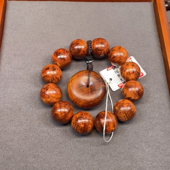 黄花梨/降香黄檀手串/手链顶****鱼海南黄花梨爆满瘿子留疤