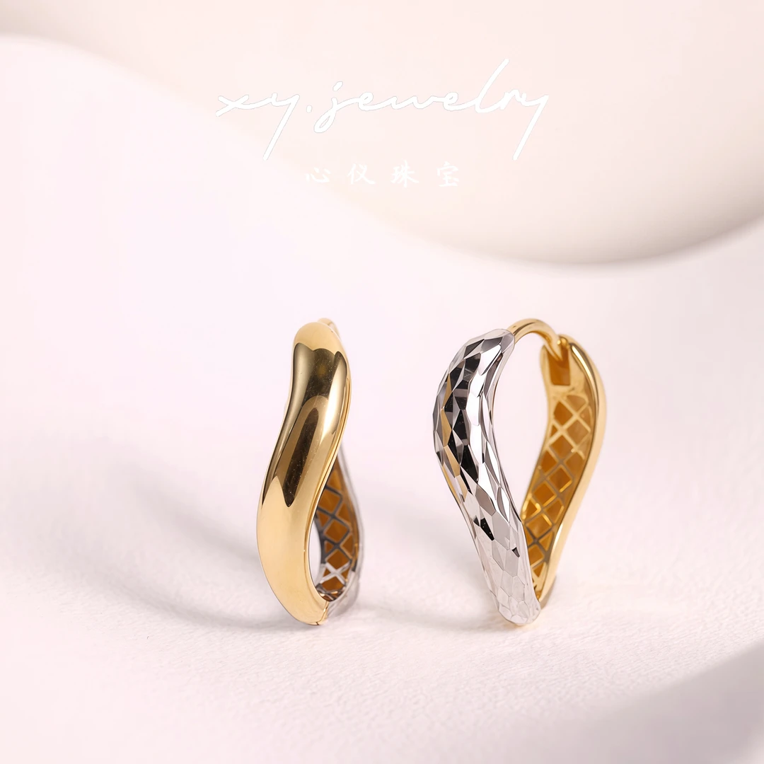 【心仪珠宝】18k金意大利双色蛇形耳扣/卡16MM/轻奢/气质/多退少补