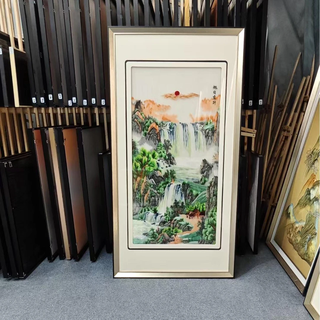 230客厅玄关装饰画旭日东升刺绣挂画80160