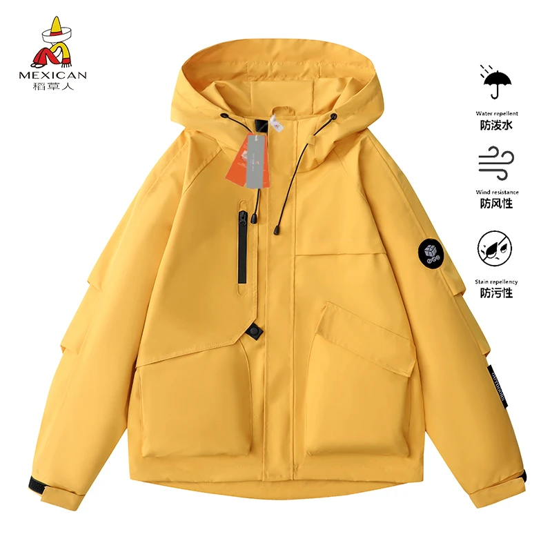 Mexican/稻草人夹克男2025春秋季连帽外套户外防风防水情侣登山服