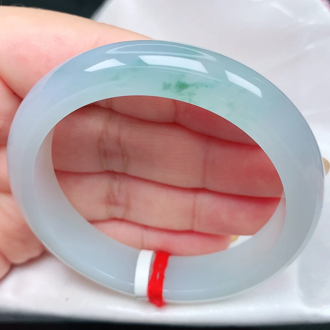 未镶嵌手镯翡翠54冰胶飘花超美