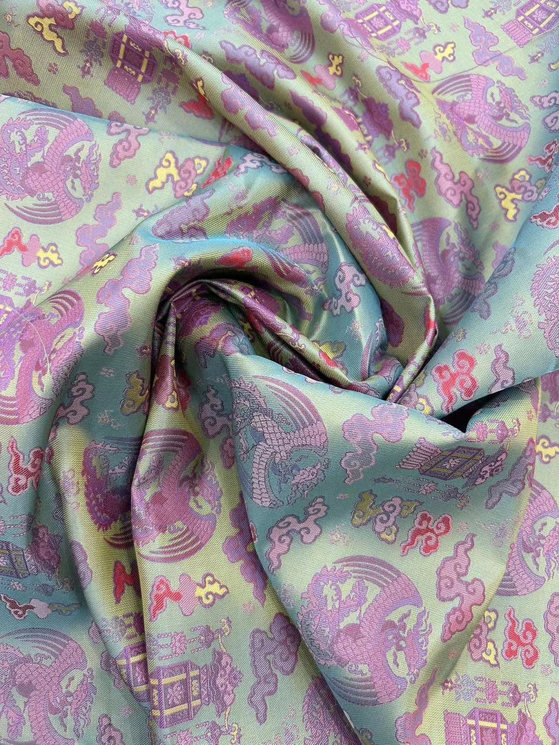 【张和才蜀锦】0.1米五谷丰登40姆米国风桑蚕丝蜀锦面料0.7米起拍