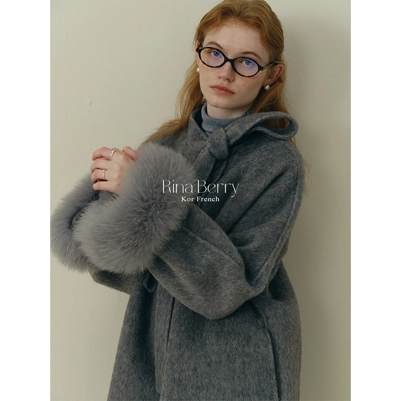 Rina Berry 中长款毛毛袖大衣