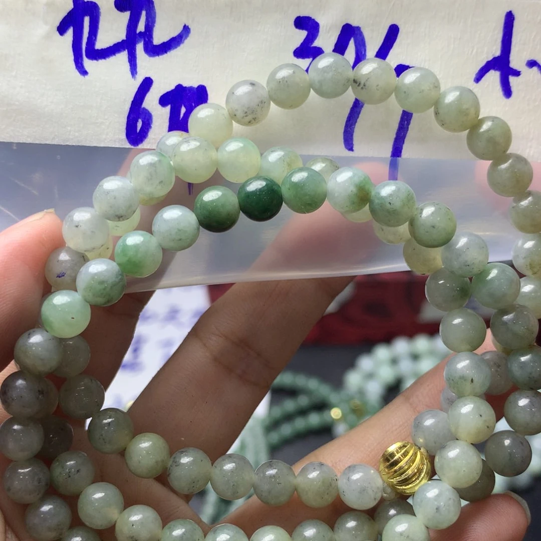 小***小定制翡翠未镶嵌卡6珠链