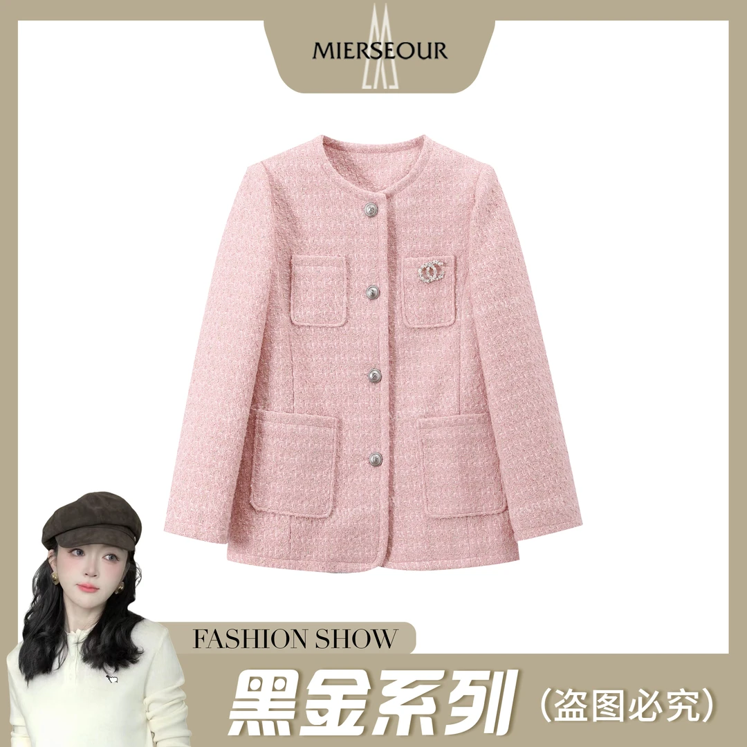 MIERSEOUR黑l金系列【佩里月光】冬季新款法式小香羽绒外套8862129