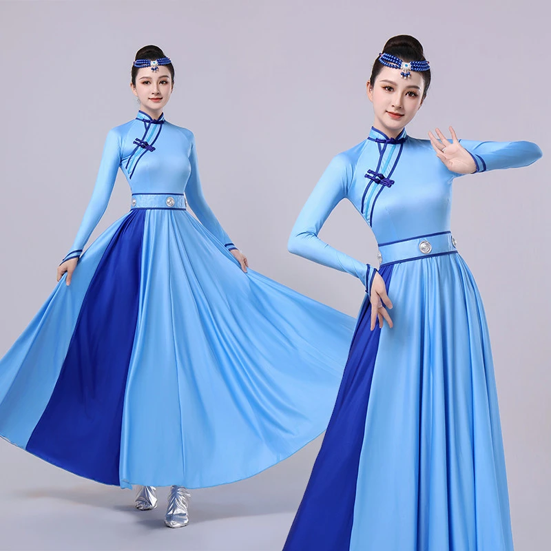 新款蒙古族演出服少数民族大摆裙艺考舞蹈表演蒙古民族风筷子舞服