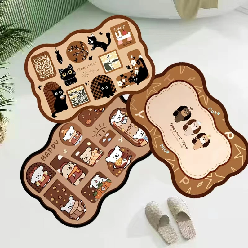 【拍一发三】波浪小狗吸水防滑脚垫卡通可爱垫吸水防滑地垫