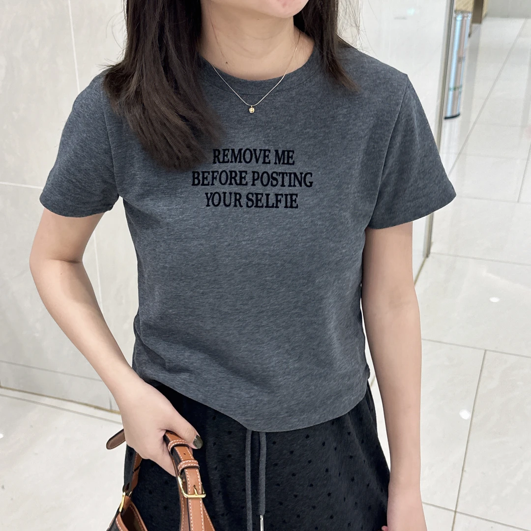 5215圆领显瘦字母高弹短袖T恤