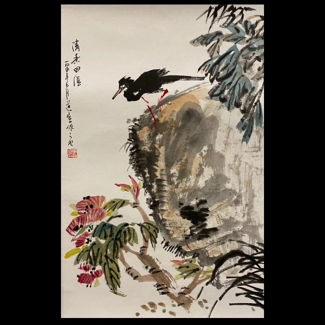 《清香四溢》董道宣四尺三开精品花鸟