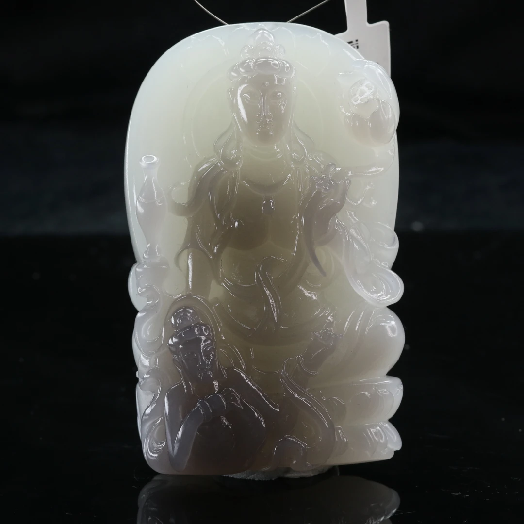 17和田玉冰烟紫观音牌/300097上海嘉禾拍卖