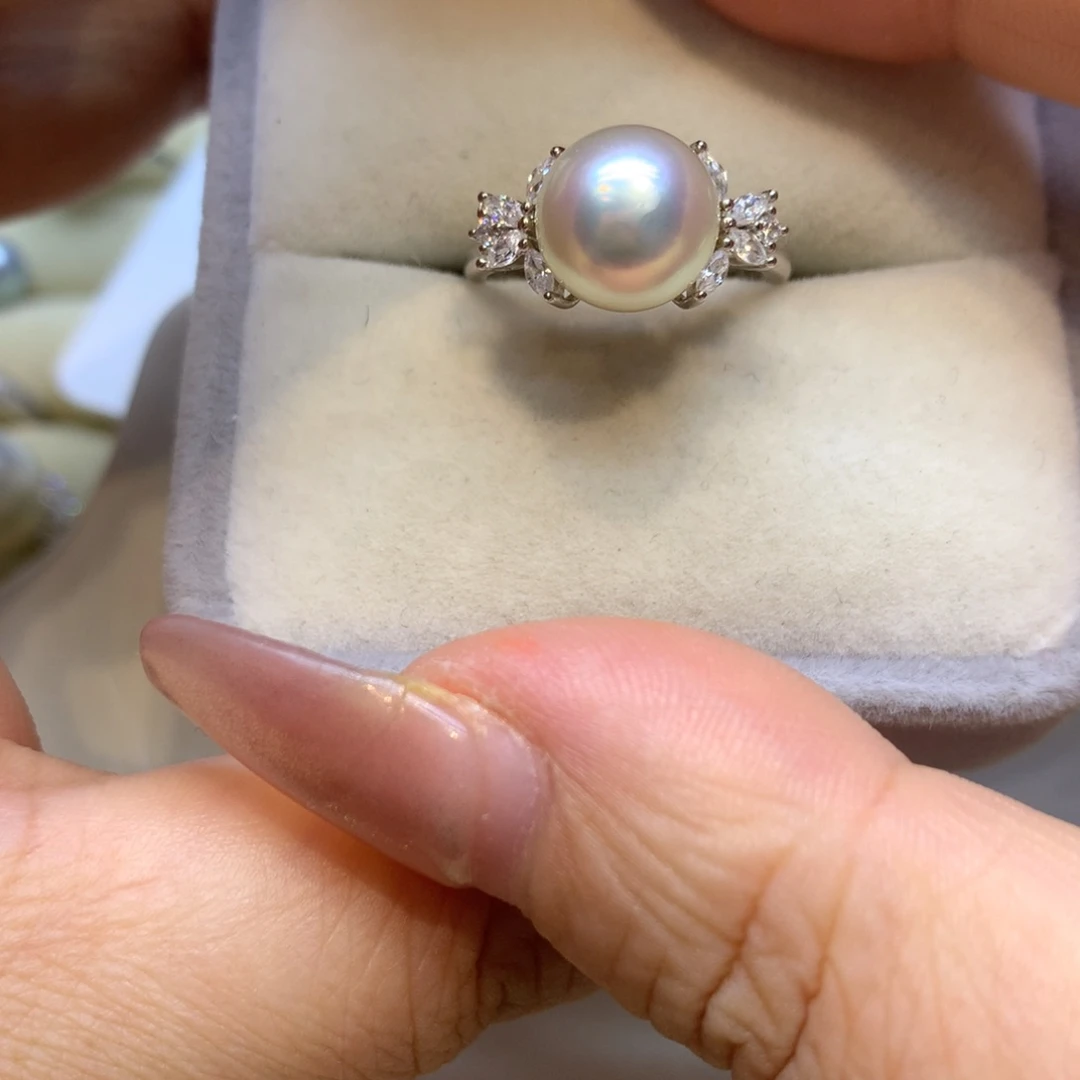 银S925镶嵌戒指海水珍珠