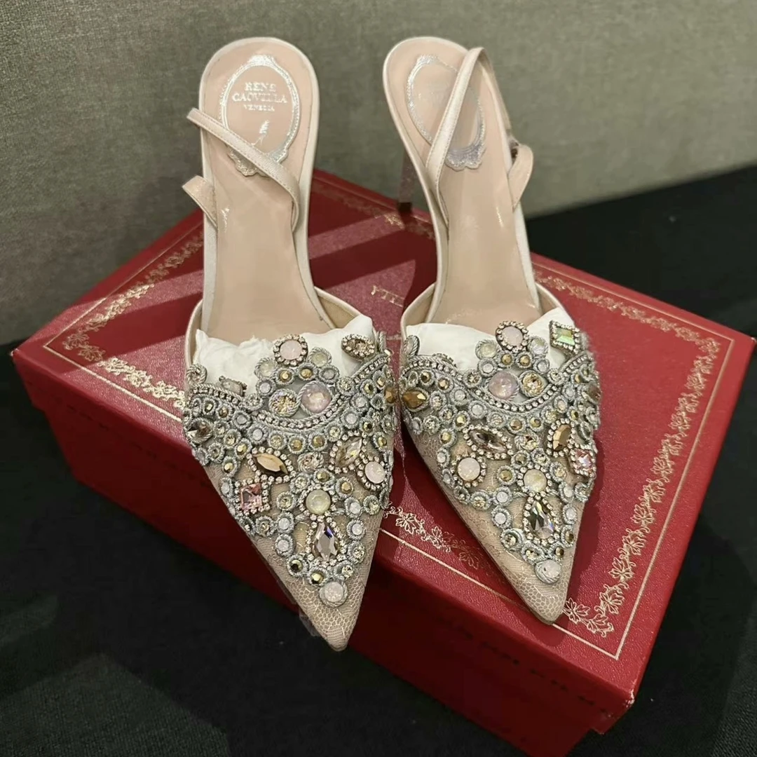 95新 Roger Vivier/罗杰·维威耶 蕾丝水钻高跟鞋 35码
