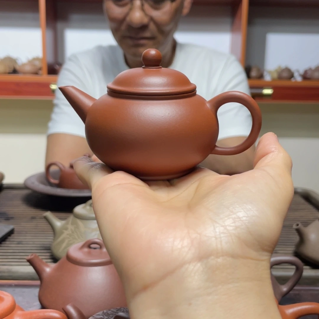 爱***膜紫砂茶壶朱泥水平100CC