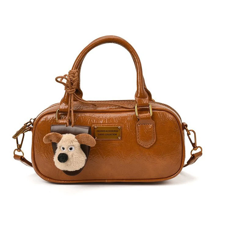 【复古爆裂皮】秋冬新款通勤保龄球包女手提单肩斜挎高级感百搭