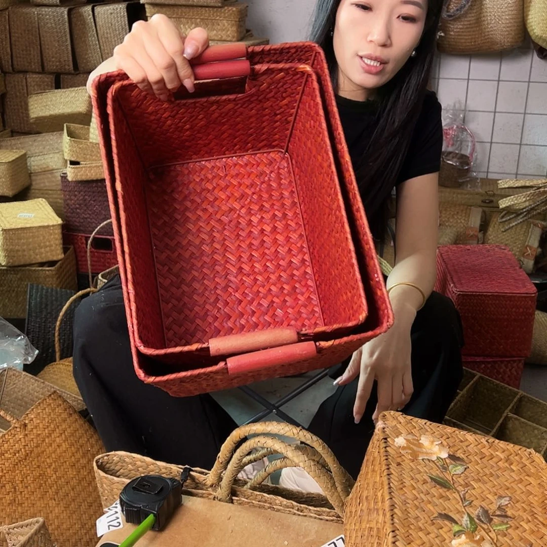 编织带草编包/草编包收纳盒微瑕疵