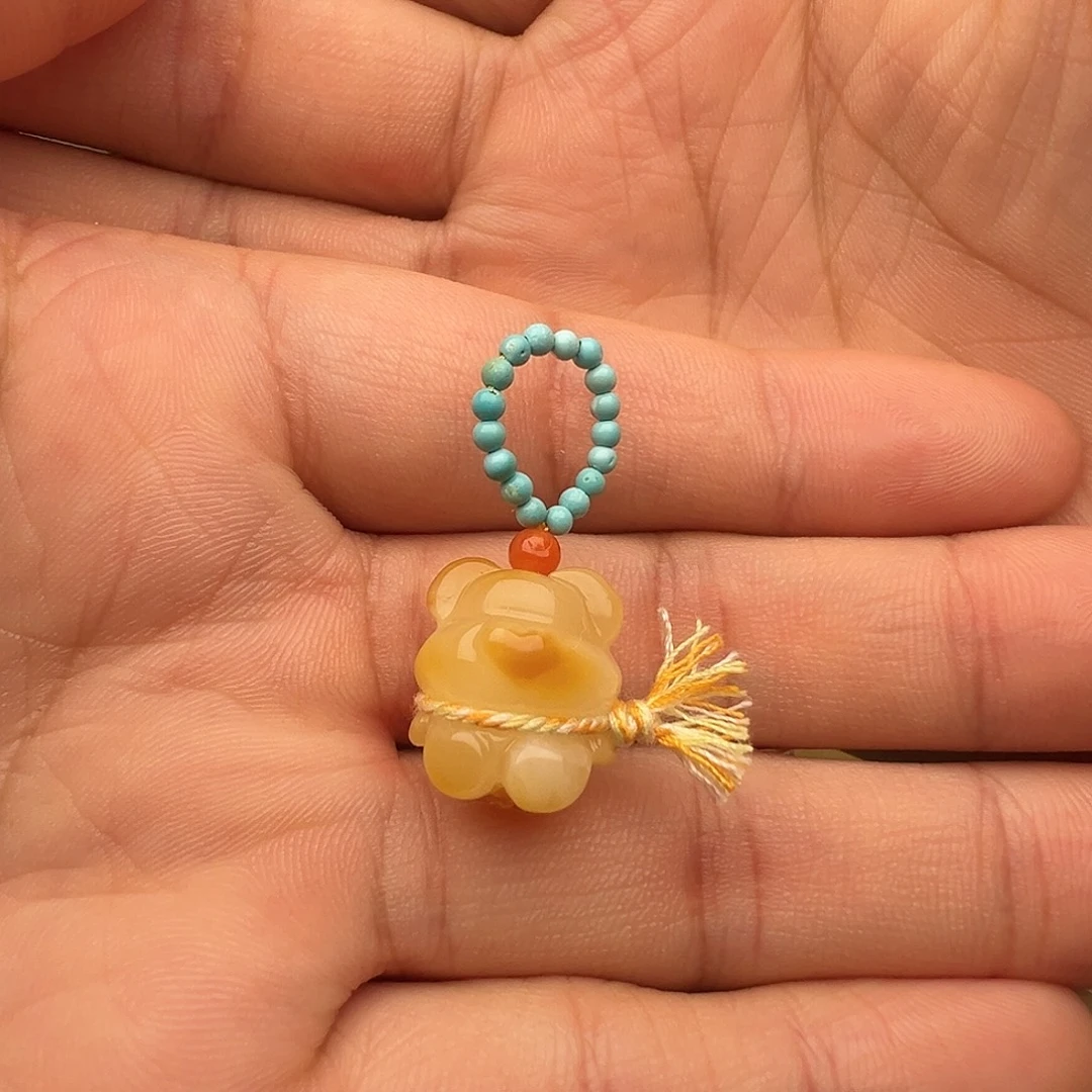 蜜蜡未镶嵌颈饰小熊提溜吊坠