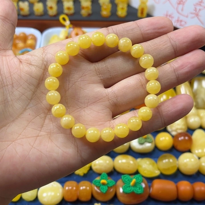 琥珀未镶嵌裸石卡8手串精工微瑕