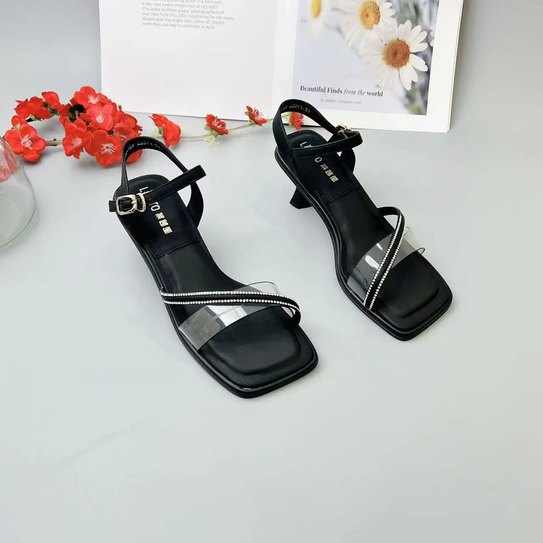 OA155 新款时尚方头气质细跟凉鞋