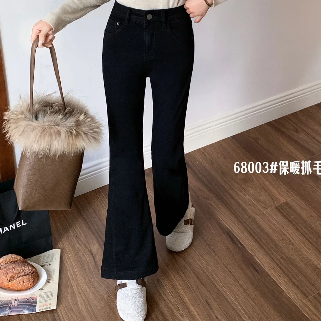 新款68003# 九分喇叭裤.抓毛高质量
