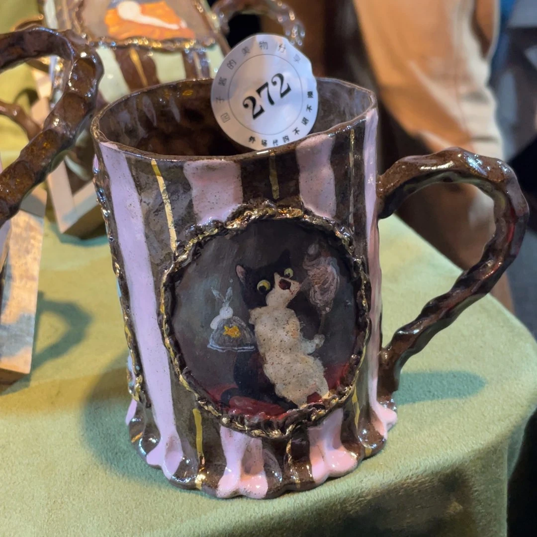 大***猫瓷片景德镇手工陶瓷杯